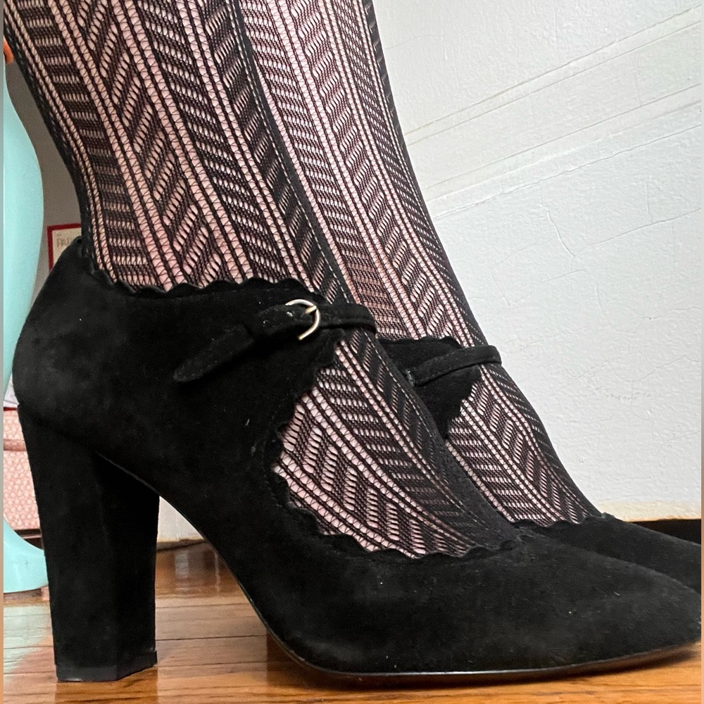Aerin Mary Jane black suede heels 7.5 - Picture 3 of 14